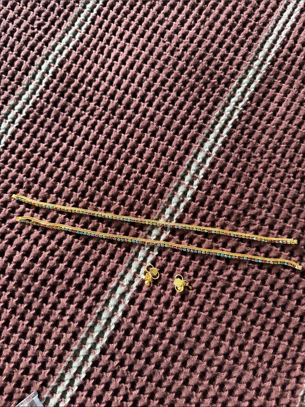 Gold-Tone anklet Pair with Crystal Accents